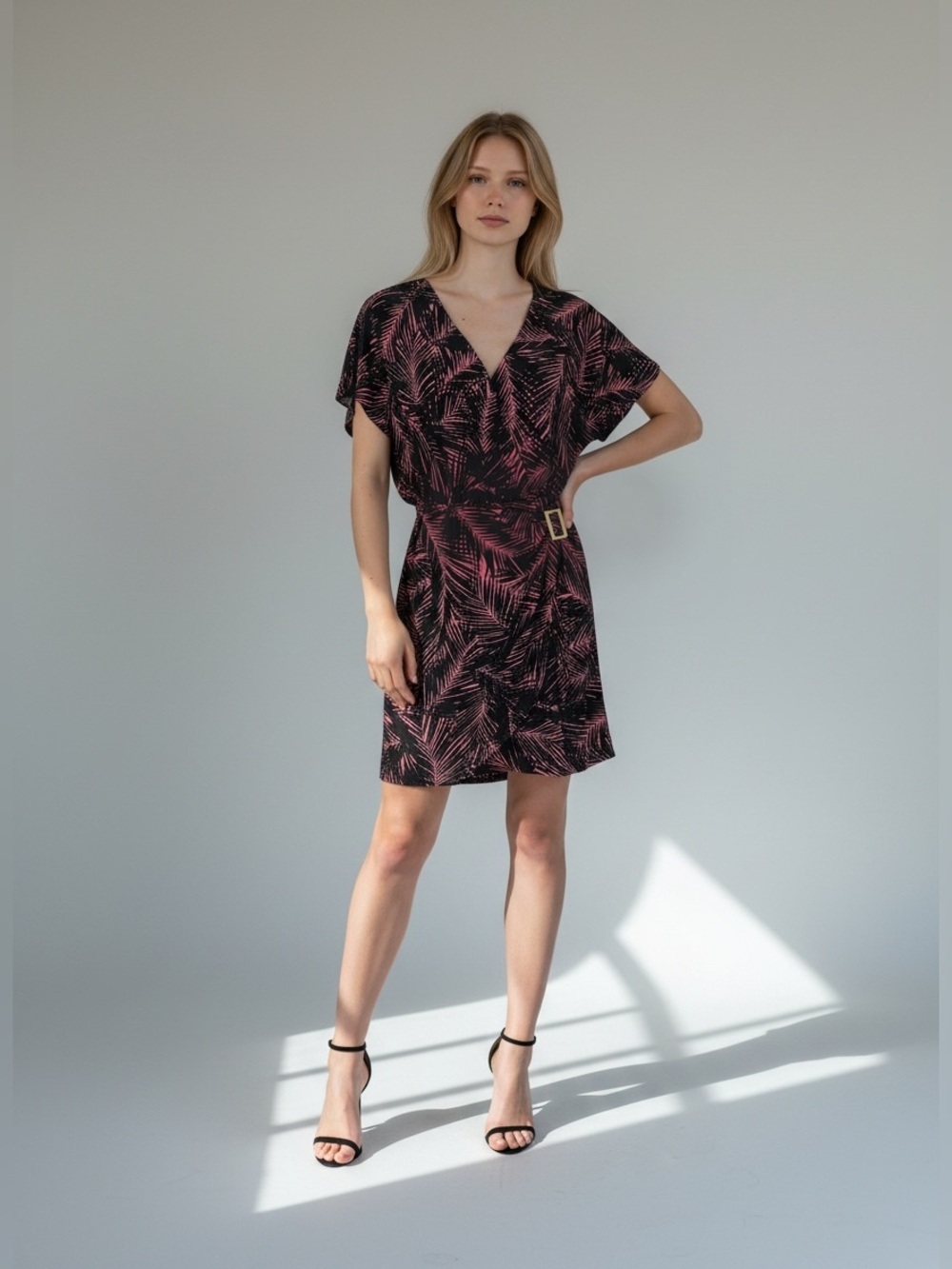 Michael Kors Palm-Print Mini Wrap Dress